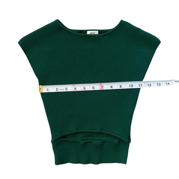 Aritzia Wilfred Ribbed Sweater Jacine Green Cut-Out Knit Top - Picture 6 of 10
